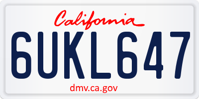 CA license plate 6UKL647