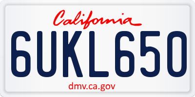 CA license plate 6UKL650