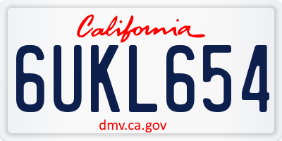 CA license plate 6UKL654