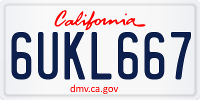 CA license plate 6UKL667