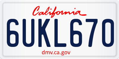 CA license plate 6UKL670
