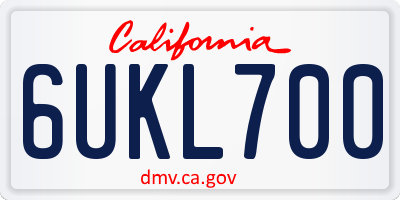CA license plate 6UKL700