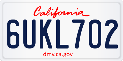 CA license plate 6UKL702