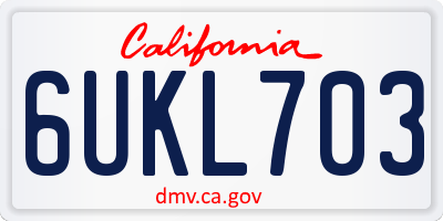 CA license plate 6UKL703