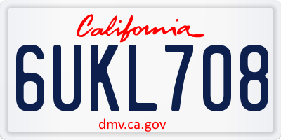 CA license plate 6UKL708