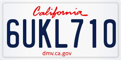 CA license plate 6UKL710