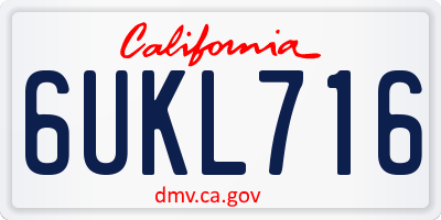 CA license plate 6UKL716
