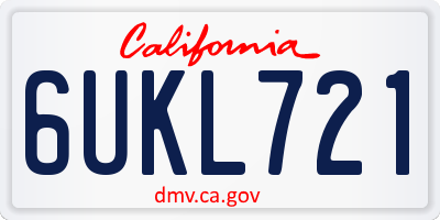 CA license plate 6UKL721
