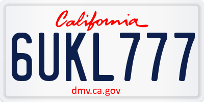 CA license plate 6UKL777