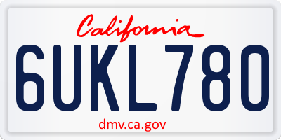 CA license plate 6UKL780