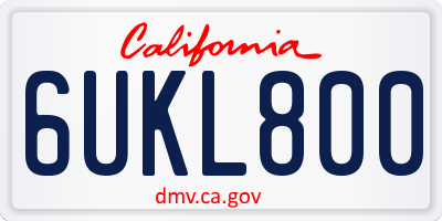CA license plate 6UKL800
