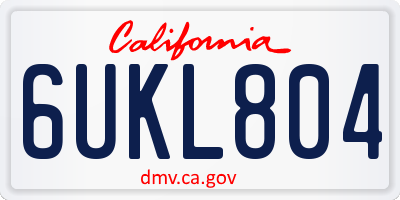 CA license plate 6UKL804