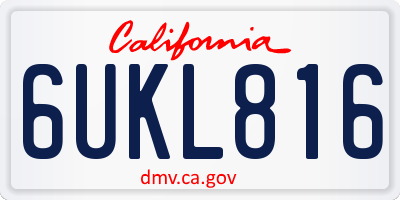 CA license plate 6UKL816