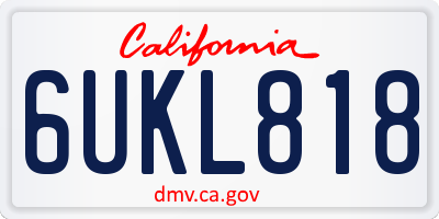 CA license plate 6UKL818