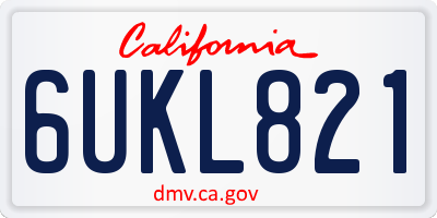 CA license plate 6UKL821