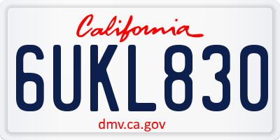 CA license plate 6UKL830