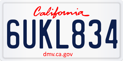 CA license plate 6UKL834