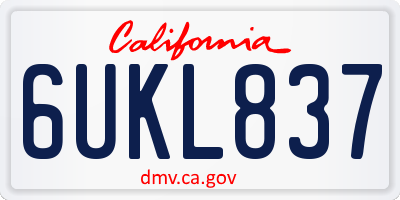 CA license plate 6UKL837