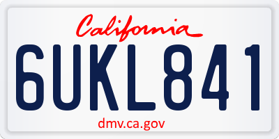 CA license plate 6UKL841