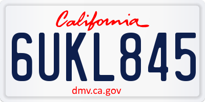CA license plate 6UKL845