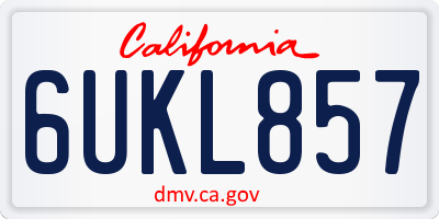 CA license plate 6UKL857