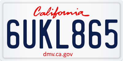 CA license plate 6UKL865