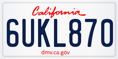 CA license plate 6UKL870