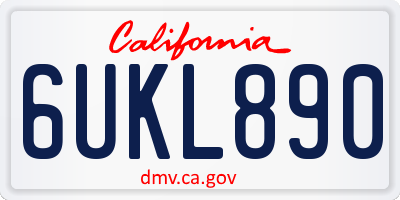 CA license plate 6UKL890