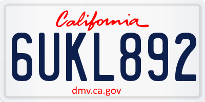 CA license plate 6UKL892