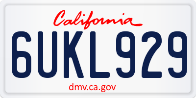 CA license plate 6UKL929