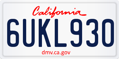 CA license plate 6UKL930