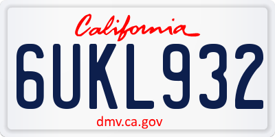 CA license plate 6UKL932