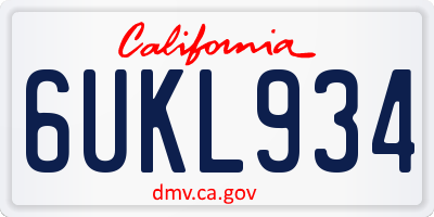 CA license plate 6UKL934