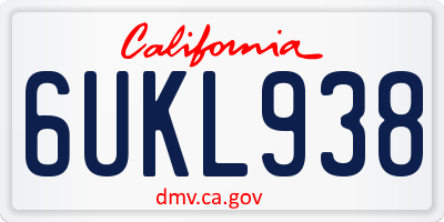 CA license plate 6UKL938