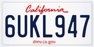 CA license plate 6UKL947