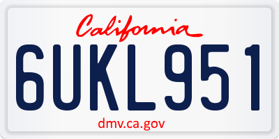 CA license plate 6UKL951