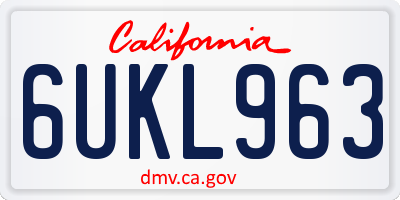 CA license plate 6UKL963