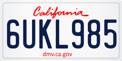 CA license plate 6UKL985