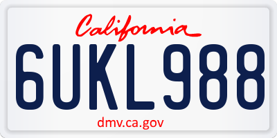 CA license plate 6UKL988