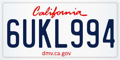 CA license plate 6UKL994