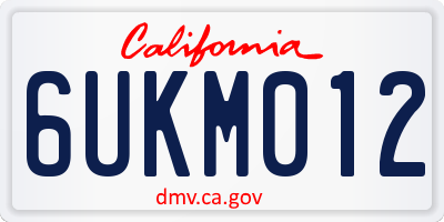 CA license plate 6UKM012