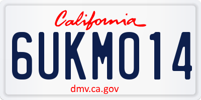 CA license plate 6UKM014