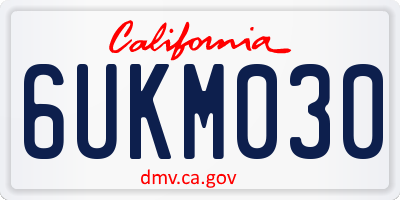 CA license plate 6UKM030