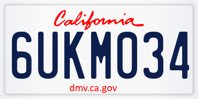 CA license plate 6UKM034