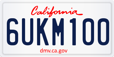 CA license plate 6UKM100