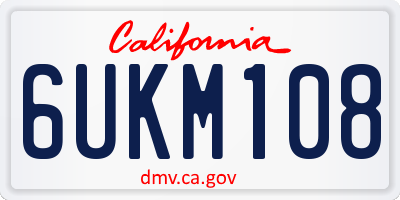 CA license plate 6UKM108