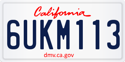 CA license plate 6UKM113
