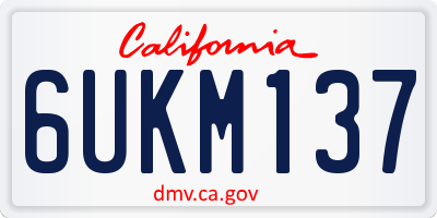 CA license plate 6UKM137