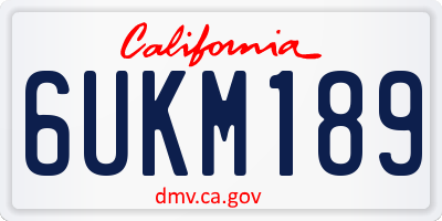 CA license plate 6UKM189