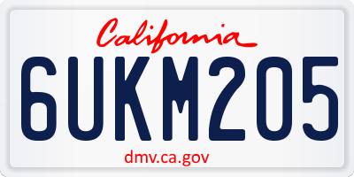 CA license plate 6UKM205